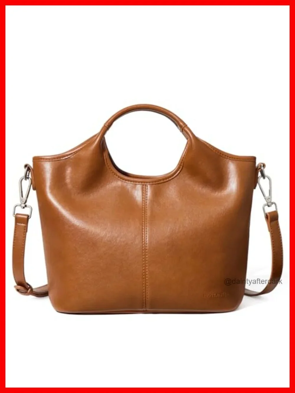 Vegan Leather Crossbody Satchel Handbag with Adjustable Strap